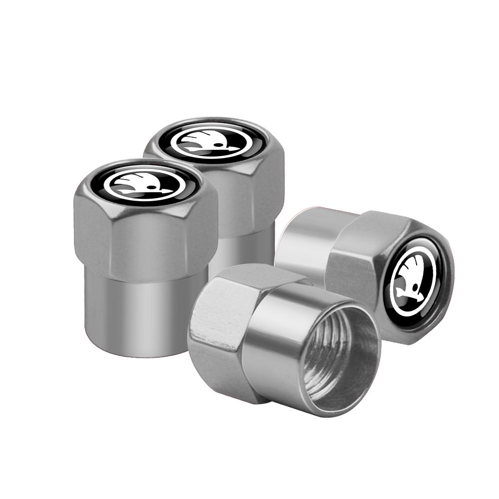 2026 Hot For SKODA 4pcs Metal Car Wheel Tire Valve Caps Stem Case Covers Accessories For Skoda S Kodiaq Octavia A5 2 3 Yeti Karo