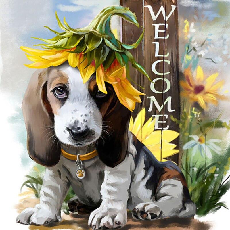 5D DIY алмазная живопись милая собака Алмазная вышивка милое домашнее животное вышивка крестиком полная квадратная круглая дрель ручной домашний декор подарок