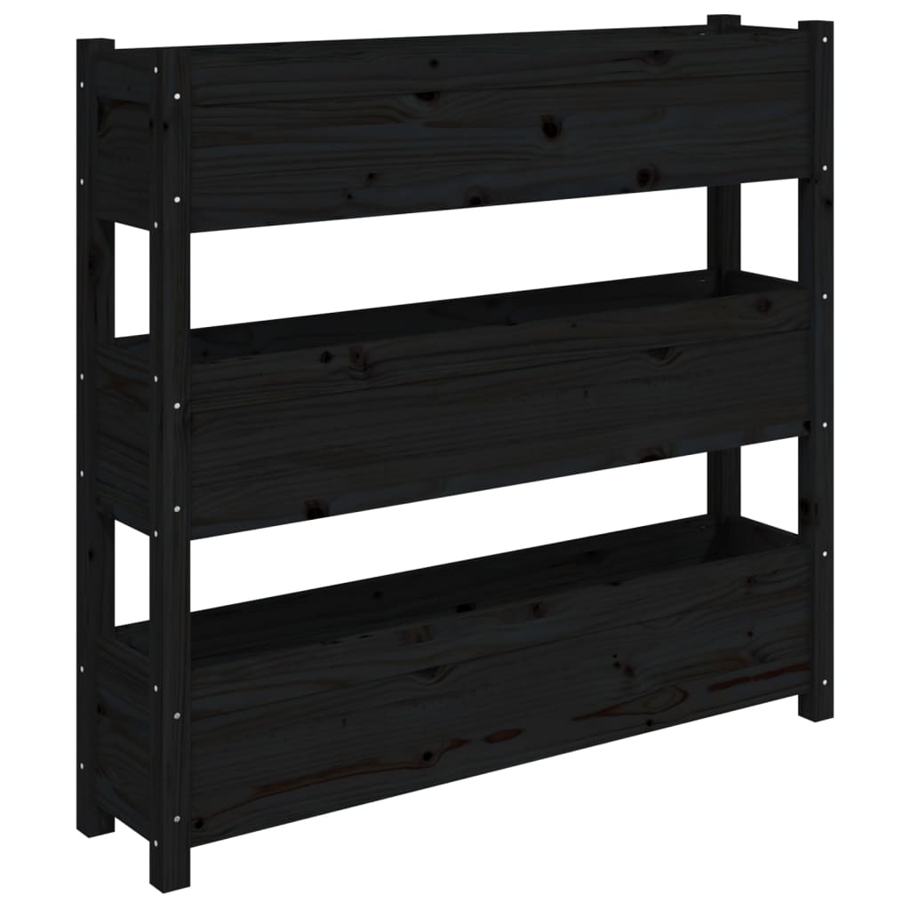 Plant Box Black 112 x 25 x 104.5 cm Solid Pine Wood