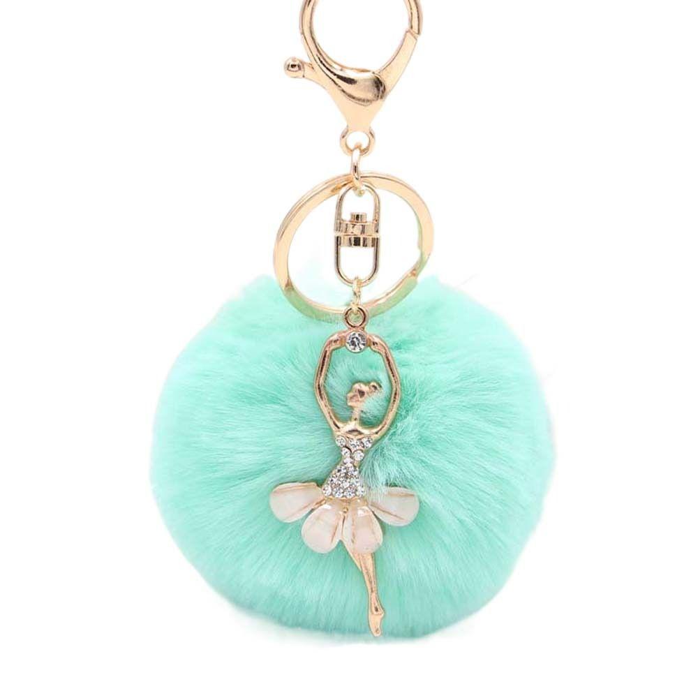 Key Ring Ballet Angel Girl keychain Little Angel Car keychain Fake Fur Key Chain Fur Ball Keyring