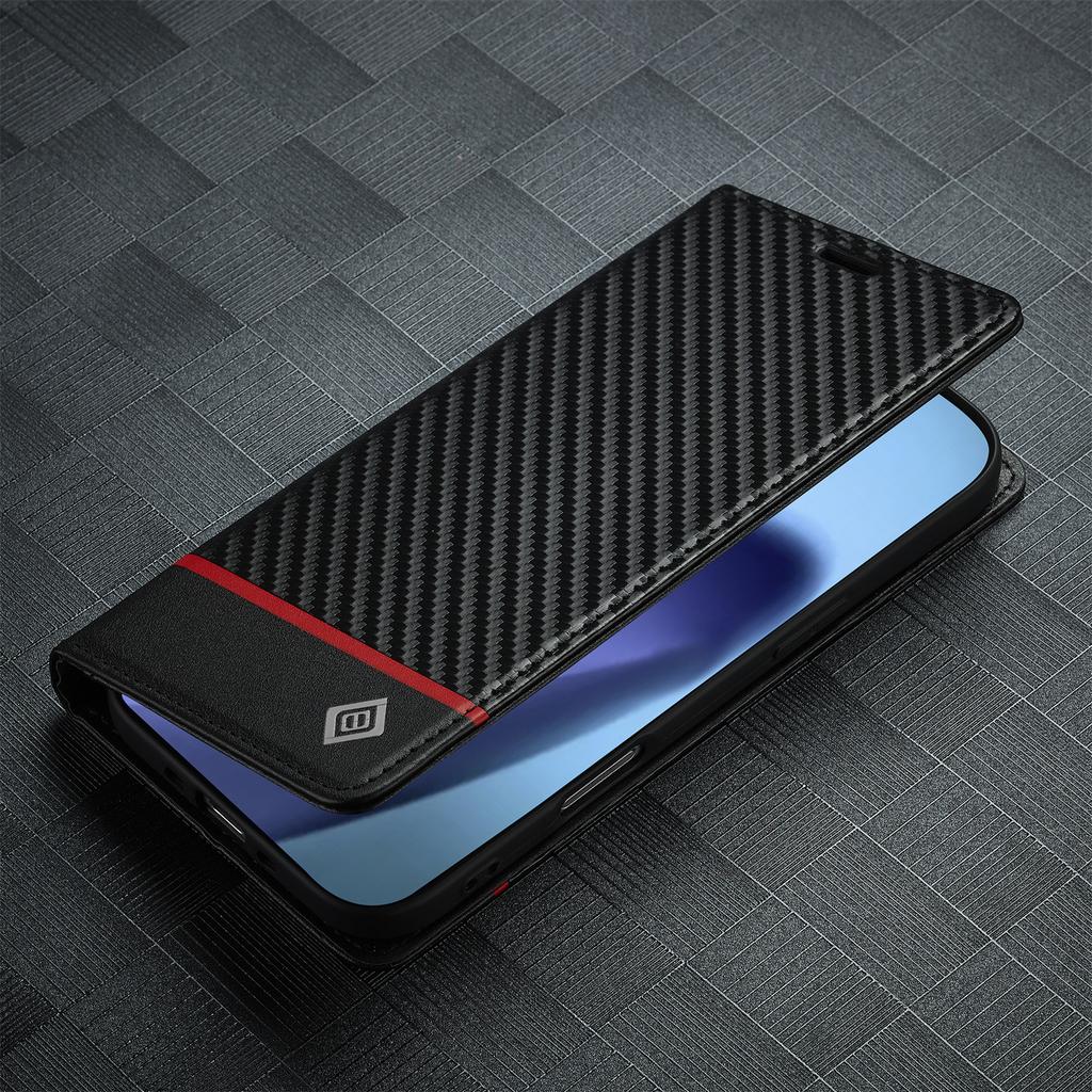 LC.IMEEKE For iPhone 17 Air Wallet Case Carbon Fiber Texture Leather Phone Cover