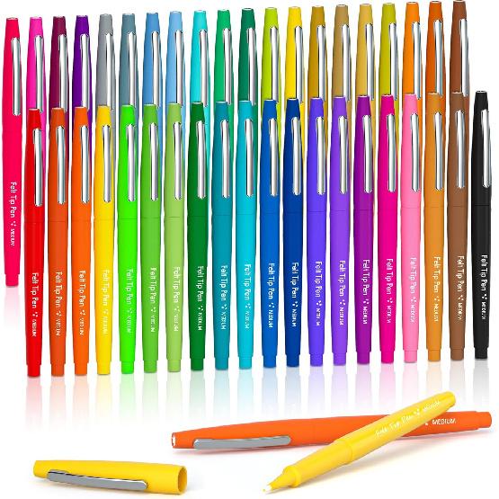 Lelix 20 Colors Felt Tip Pens, Medium Point Assorted Colors Markers Pens For Journaling, Writing, Note Taking, Planner Coloring, Perfect for Art