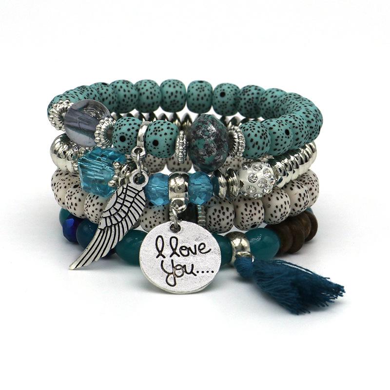 Bohemian Multilayer Turquoise Beaded Bracelet - European & American Travel Jewelry