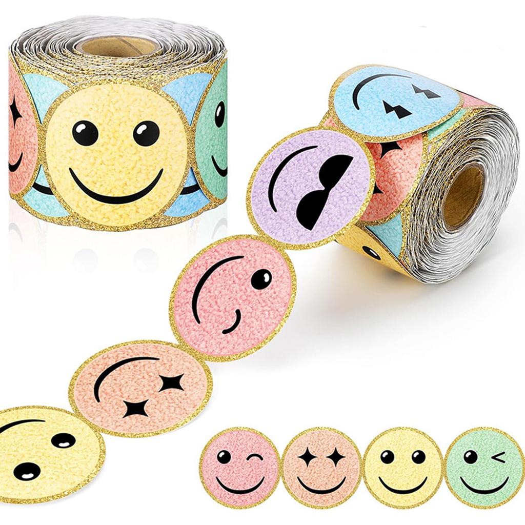 1roll Happy Stickers Color Smile Bulletin Board Decorative For Back To School Classroom Blackboard Decoration Stationery Sticker