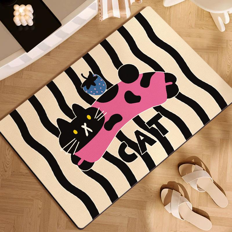 Коврик для пола с изображением кота из диатомовой грязи, впитывающий противоскользящий коврик для двери ванной комнаты, коврик для туалета и ванной комнаты