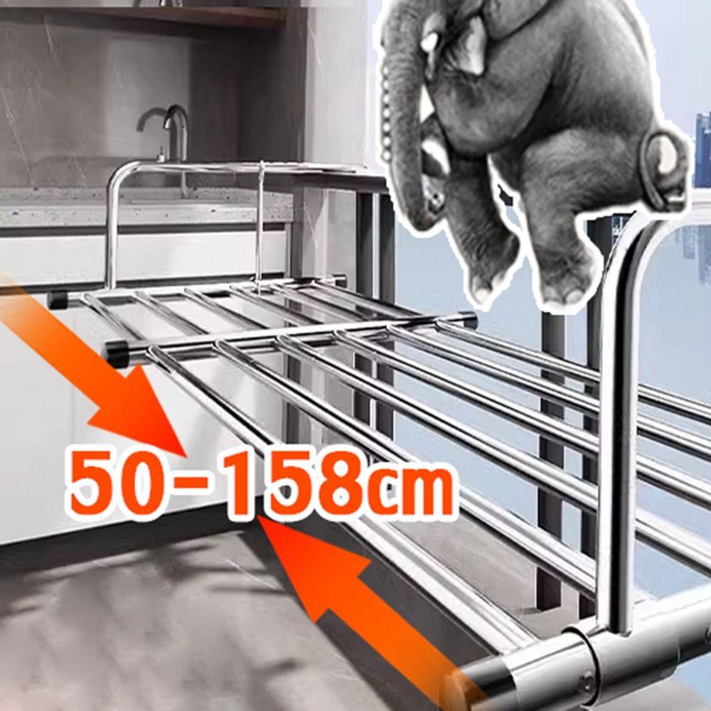 Раскладная сушилка для одежды из нержавеющей стали, регулируемая, подвесная рейка для балкона 50-158 см, напольные стойки-органайзеры для одежды