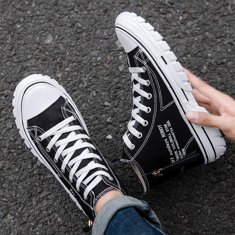Мужская повседневная крутая повседневная обувь. Трендовые парусиновые туфли с высоким берцем. Модная обувь для уличного ветра. Молодежная спортивная обувь в стиле хип-хоп.