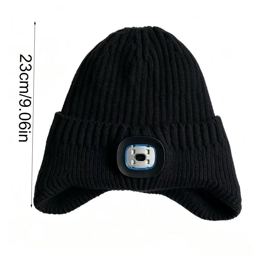 Three Brightness Levels Illuminated Knitted Hat White LED Light Lighted Winter Cap Hiking Camping