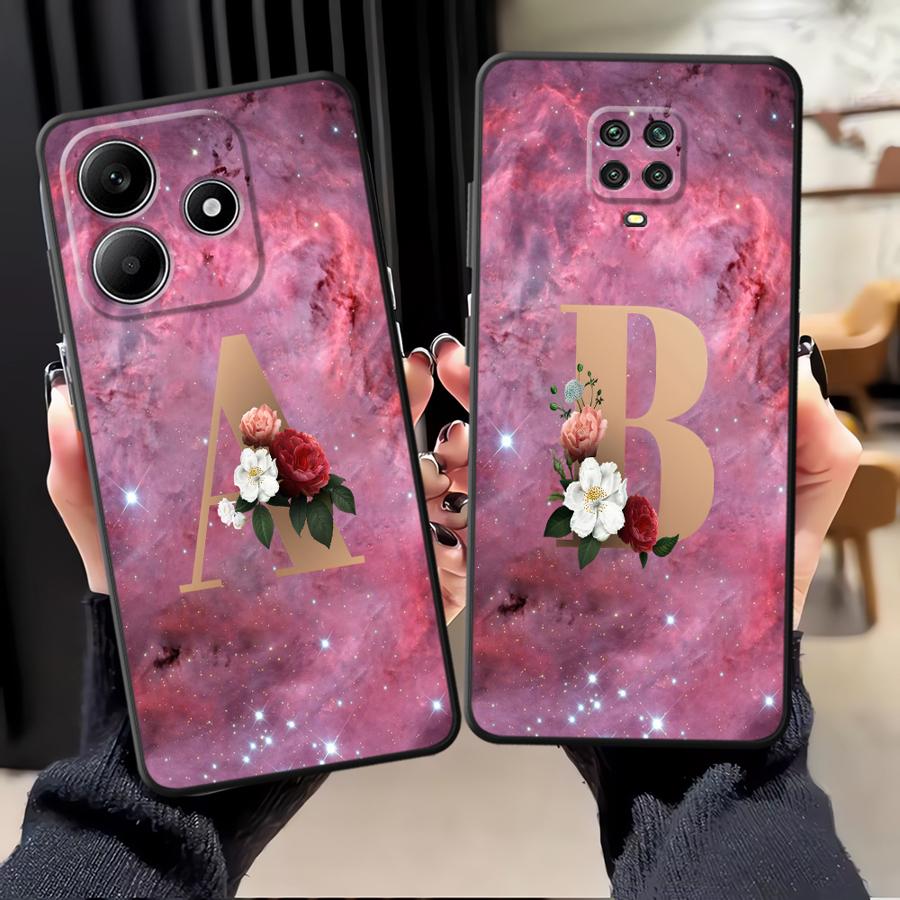 Чехол для Xiaomi Redmi Note 14 13 Pro Plus 9 8 7 12 11 14C K80 12C 13C A4 A5 A3 A1 10 Чехол для телефона A1 A2 K40 Цветок Название Буква A