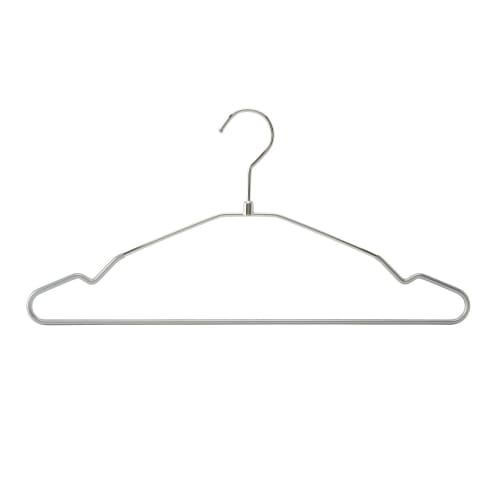 Tamatoshi Steel Hangers, Single, 42cm Wide, Pack of 100, Chrome Plated, Non-Slip, 5-Year Warranty, Developed by a Retail Fixture Manufacturer, Slim, P