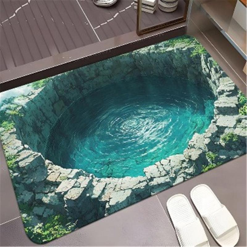 3D ковер с оптической иллюзией, нескользящий коврик для пола для использования в помещении и на улице, визуальная иллюзия «Пещерный камень», прихожая для гостиной