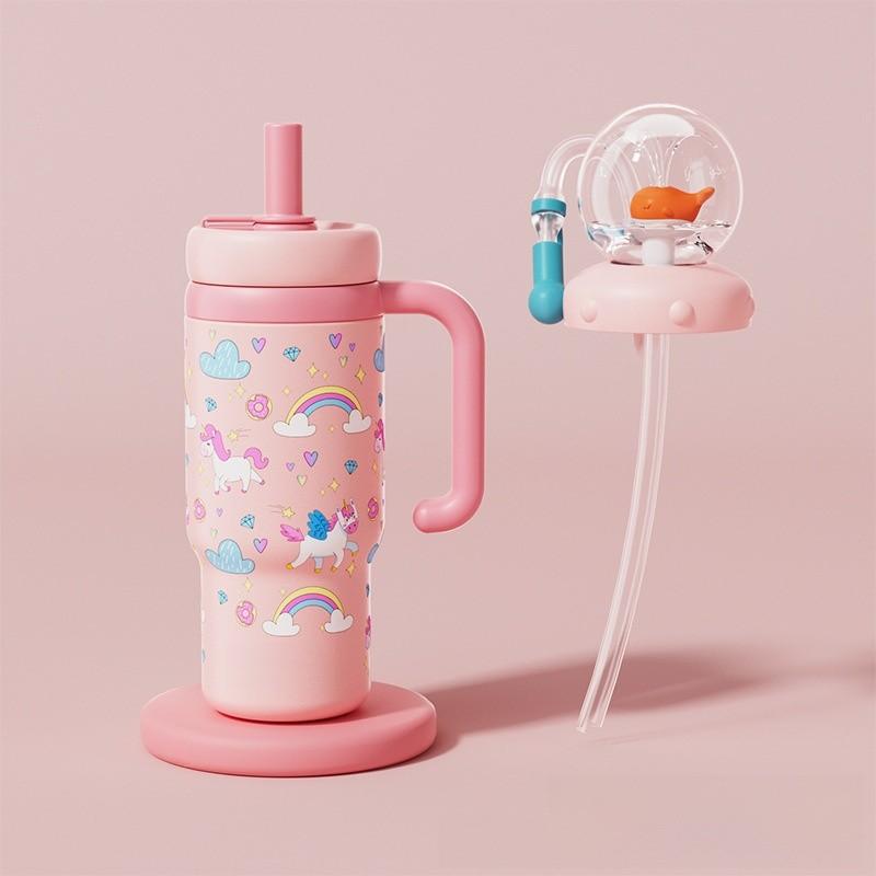 Мультяшная китовая детская бутылка для воды с трубочкой для детей и малышей