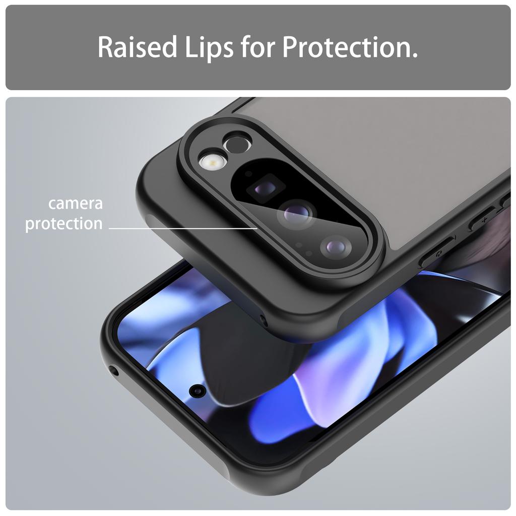 For Google Pixel 10 Pro Case Drop Proof Airbags Frosted Translucent PC+TPU Phone Back Cover