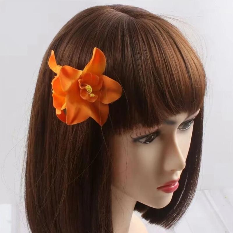 10pcs Fabric Hawaiian Double Flower Hair Clip Tropical Floral Barrettes Elegant Hairpin Beach Accessories For Women Girls