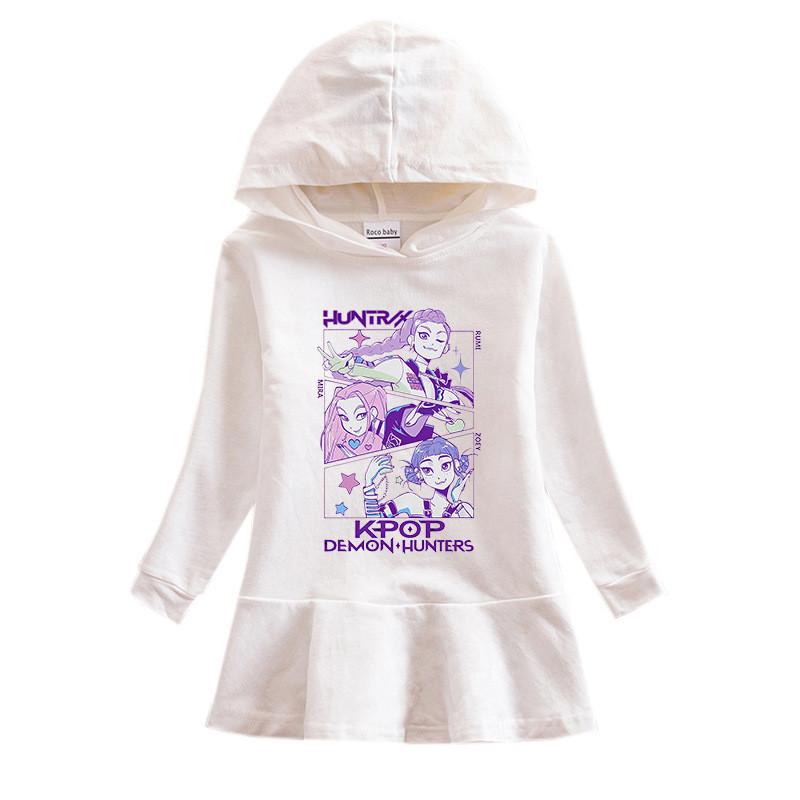 Girls Kpop Rumi Zoey Mira Hunters Heat Transfer Printing Hooded Dress