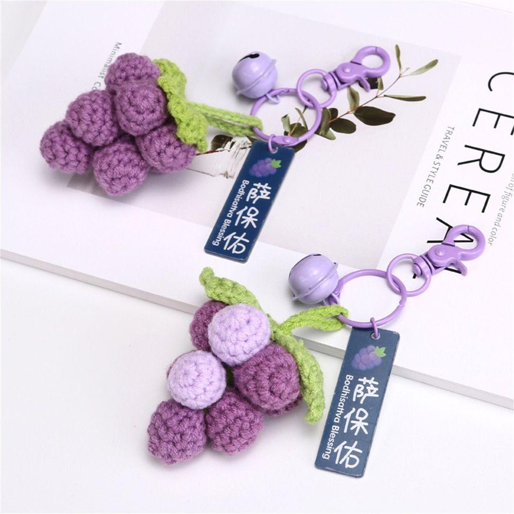 Pineapple Crochet Fruit Key Chain Mango Watermelon Weaved Keyrings Knitted Keychain Women Girls