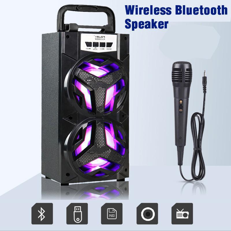 10W Karaoke Outdoor Portable Sound Box Speaker Wireless Large Home Theater Bluetooth Party Speakers With Wired Microphone