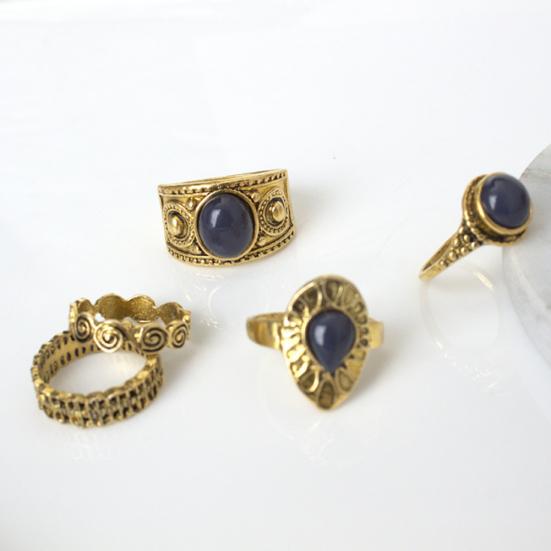 Богемное винтажное кольцо на палец из сплава с синим камнем, 5 шт./компл., женские очаровательные ювелирные изделия