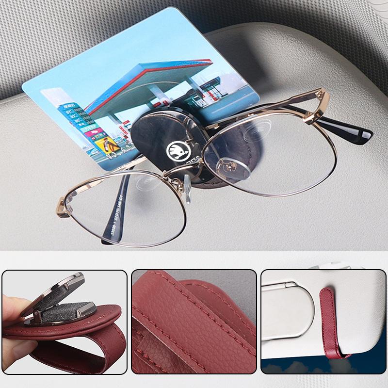 Car Glasses Clip Sun Visor Storage Clamp Ticket Card for Skoda Fabia Yeti Rapid Kodiaq Mk3 A4 A6 A7 Kamiq Karoq Vrs Accessories HJ1