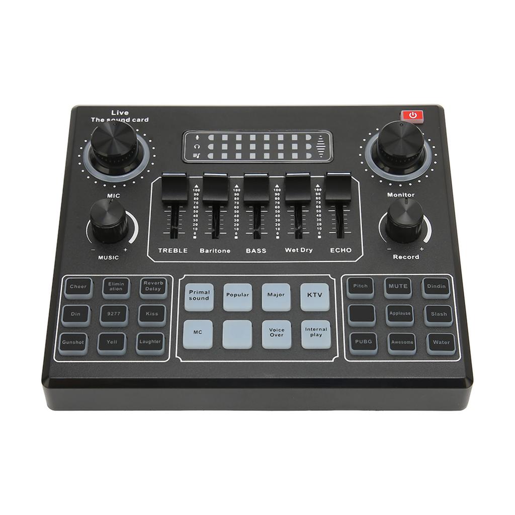 Live Sound Card Multiple Sound Effects Voice Changing External Mini Sound Mixer Board for Live