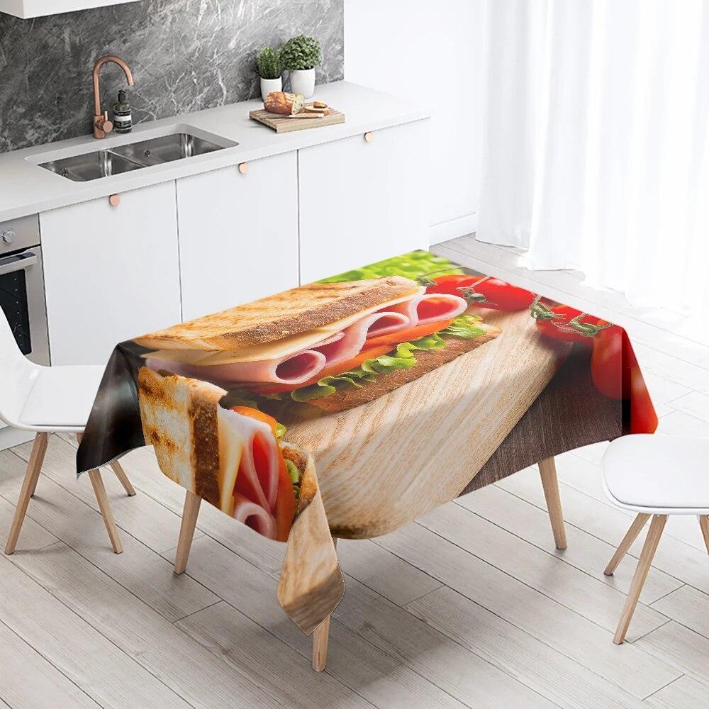 Скатерть с принтом для гурманов, устойчивая к пятнам, водонепроницаемая, кухонная, домашняя, уличная, для пикника, ресторана, украшение