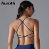 Auroth Back Cross Gym Sports Bra Quick Dry Breathable Women Yoga Vest Seamless Knit Fitness Tank Top