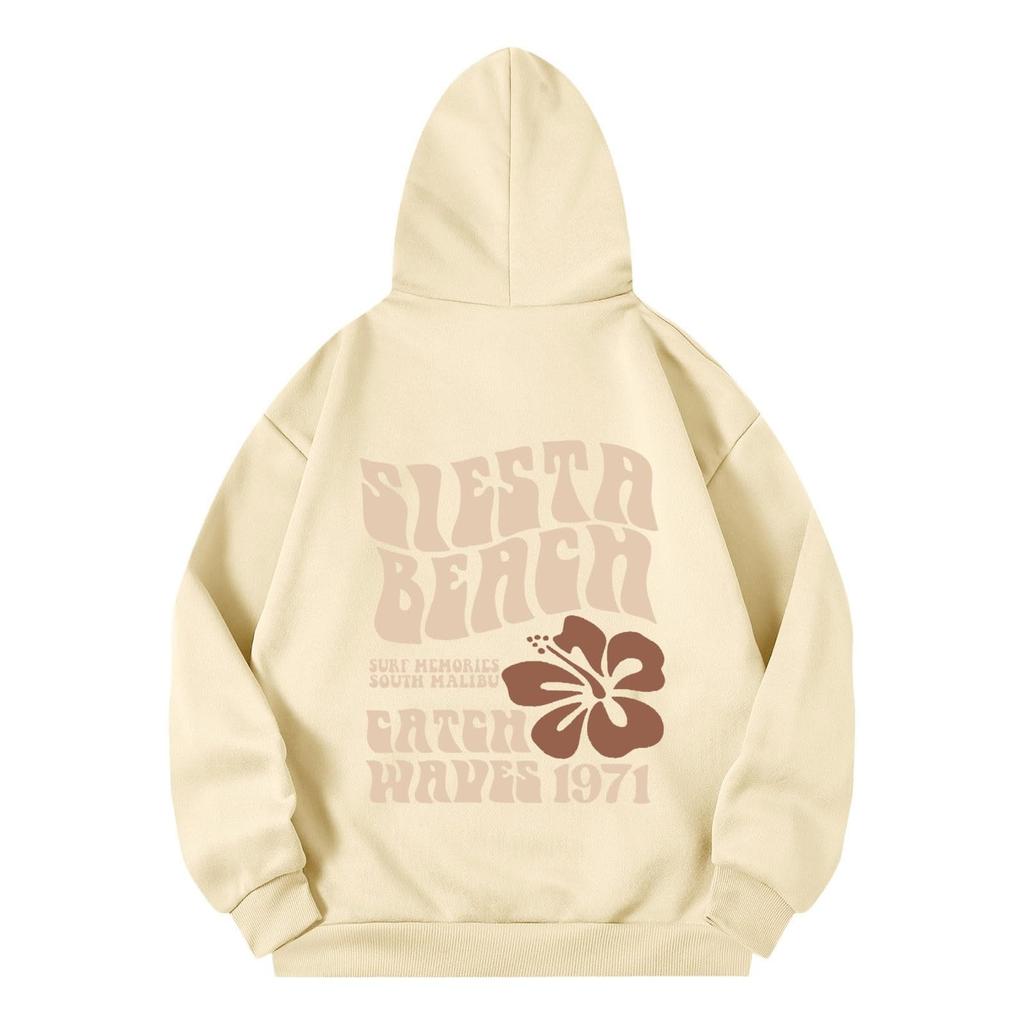 Women's Fashion Long Sleeve Sweatshirt Letter Printed Hooded Drawstring Pullover Oversized Pocket Sweatshirt Top