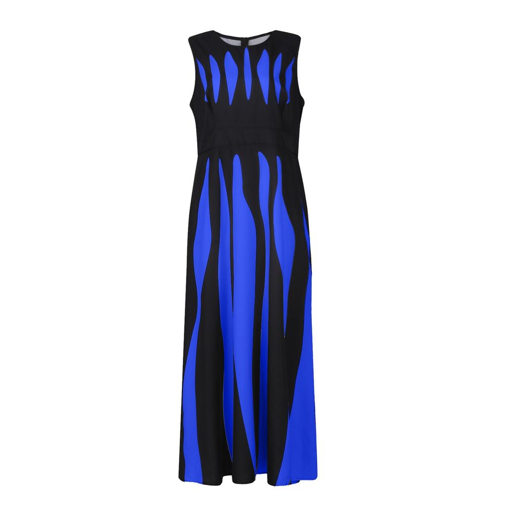 Женское летнее модное повседневное полосатое платье с принтом, с круглым вырезом и закрытой талией, утягивающая юбка без рукавов