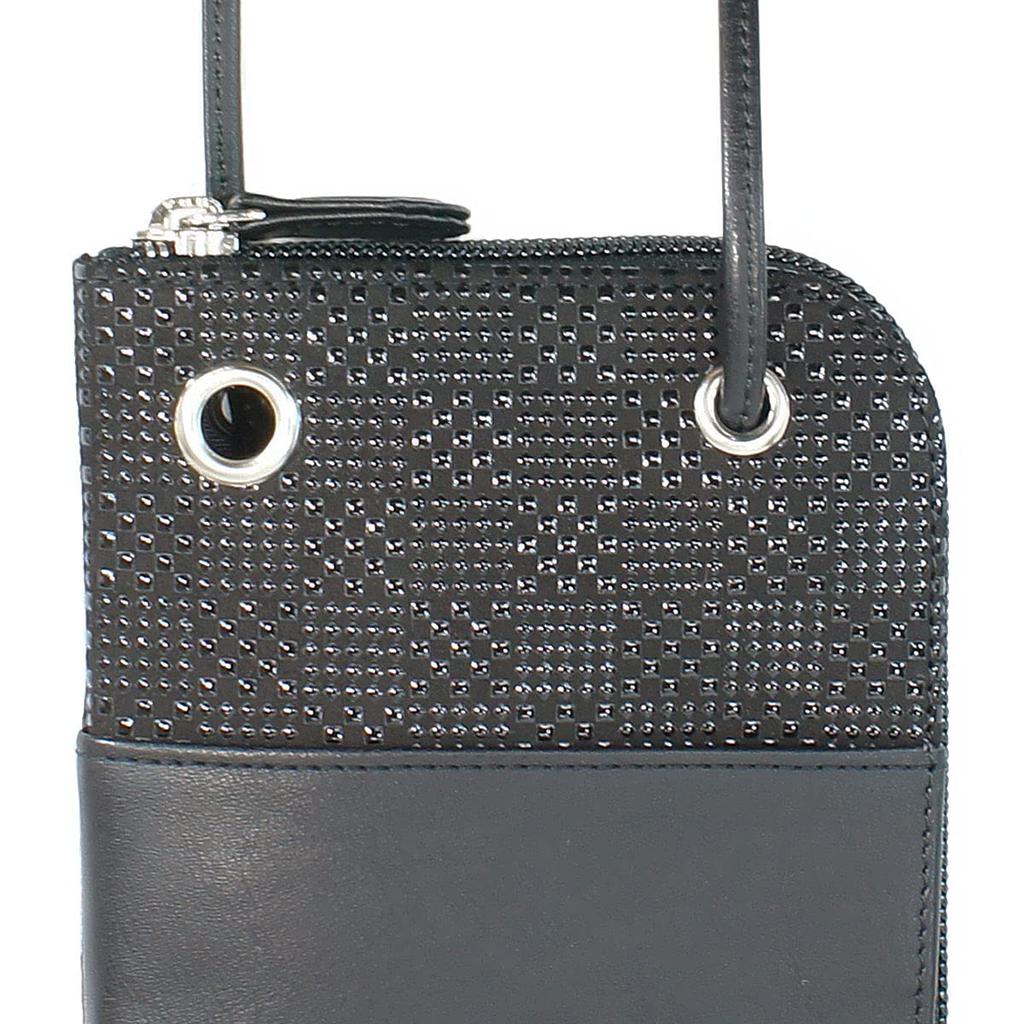 Чехол для смартфона Indenya Inden Sacoche Smartphone Pochette из оленьей кожи черного цвета с черным лаком, мелкий клетчатый узор 5027-01-167