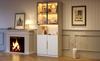 Minimalist display cabinet with glass doors, LED lights, bookshelf for collectibles, adjustable color temperature and brightness, white 80*30*200cm