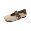 French Square Toe Leopard Print Mary Jane Flats for Women - 2026 Spring/Autumn Collection with Velvet Lining
