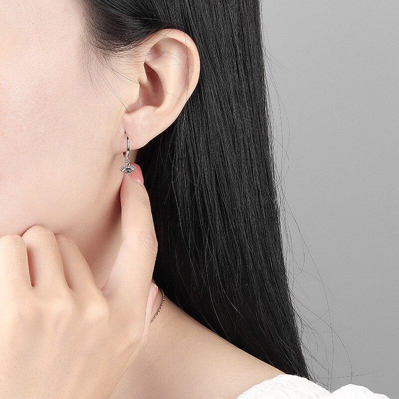 Серьги-гвоздики из стерлингового серебра 925 пробы с кристаллами и глазами для женщин и девочек, свадебные украшения для помолвки, Pendientes Eh1341