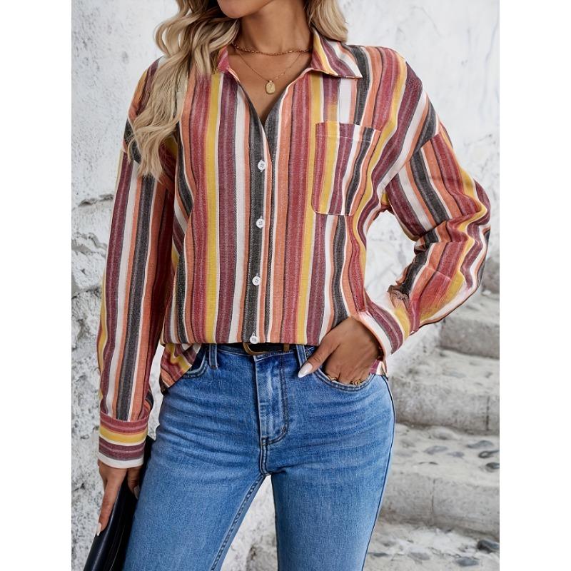 European Style Loose Fit Long Sleeve Collared Shirt