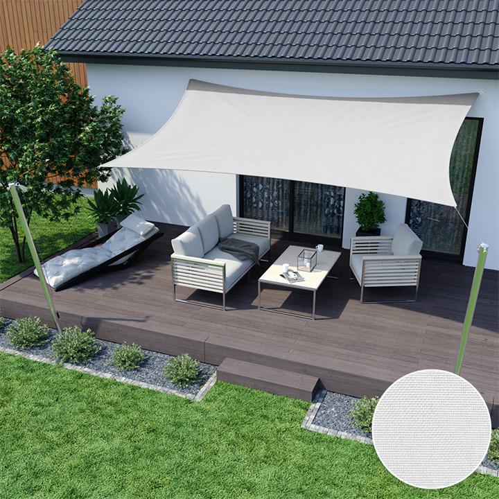 Shade sail, waterproof nylon, 3x5 m, white