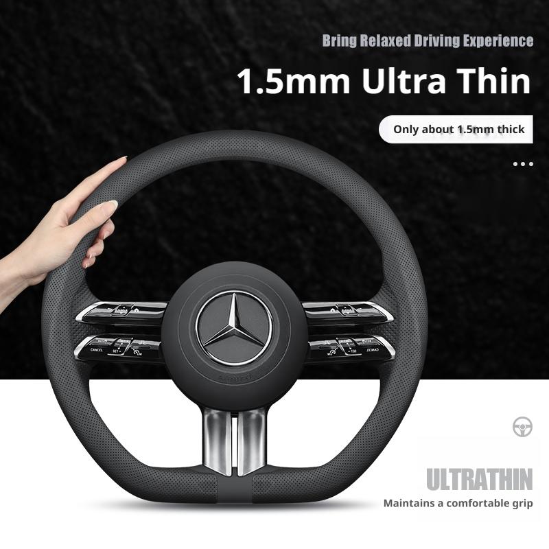 1.5MM Ultra Thin Nappa Leather Steering Wheel Cover Anti Slip Breathable For MERCEDES-BENZ GLA GLB GLC GLE-Class A C E S Class