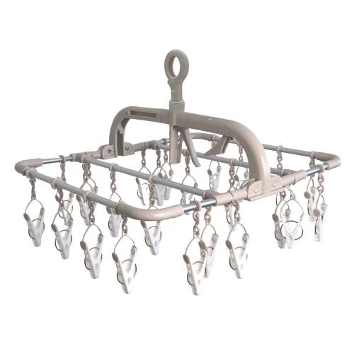 Twin Mall Laundry Drying Rack, Laundry Hanger, 24-Pinch Aluminum Clothes Hanger, Beige/White, Horizontal Hanger, IC-01