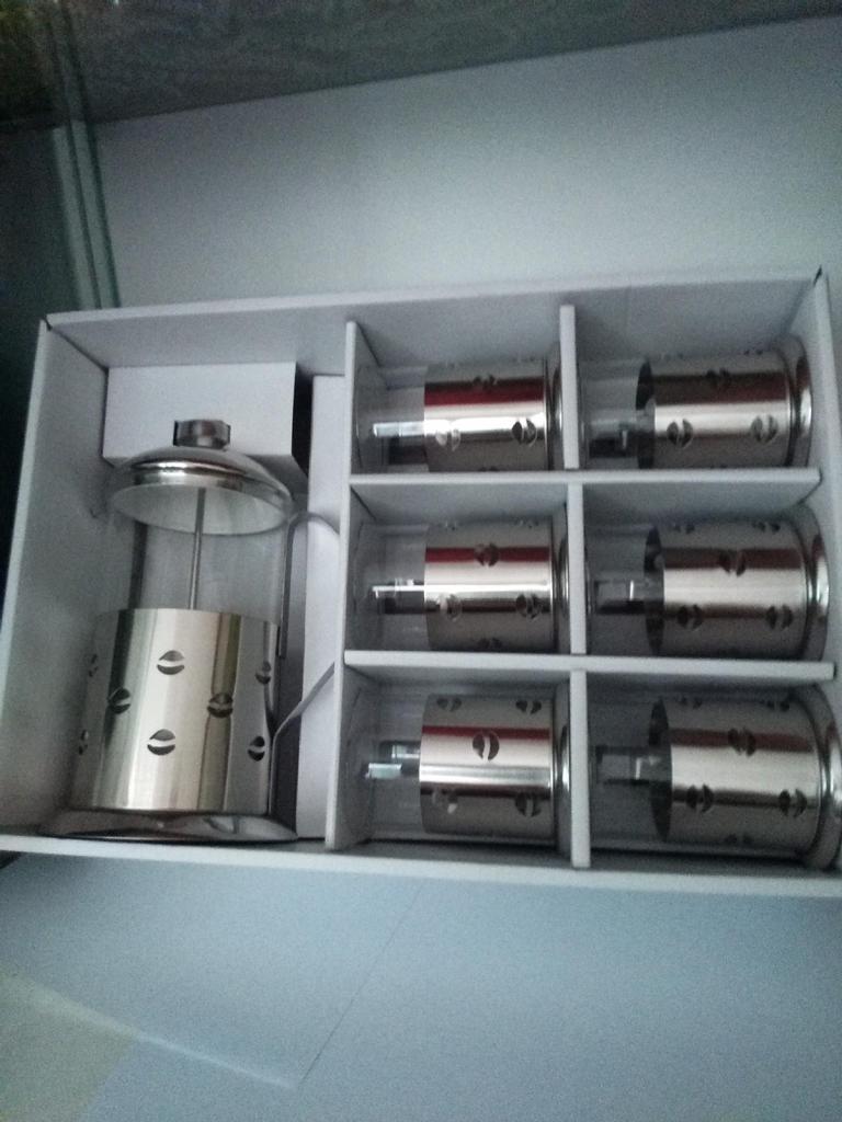 Heat-Resistant Glass Handle French Press Coffee Pot with Measuring Cup