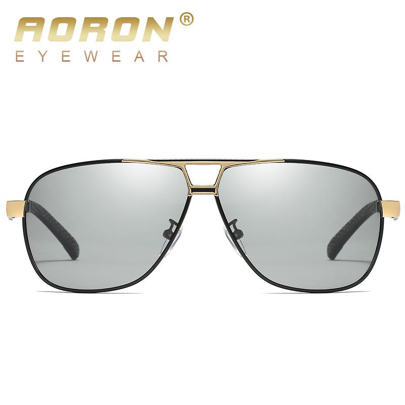 aoron Фотохромные поляризационные солнцезащитные очки в металлическом каркасе, мужские очки с обесцвечиванием, антибликовые очки UV400, очки для вождения