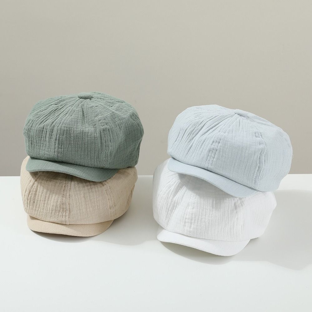 Solid Color Children Forward Hat Visor Baby Beret Retro Kids Newsboy Cap Boy Girl