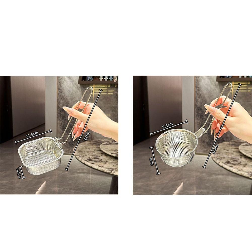 Складной фильтр для жарки с длинной ручкой из нержавеющей стали, сито, ложка-дуршлаг, горячая кастрюля