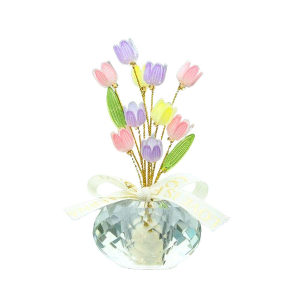 Creative Mini Crystal Glass Flowers Lotus Shaped Auto Interior Decoration Crystal Decor
