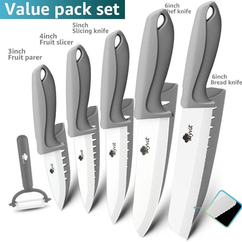 Ceramic Knife Set 3 4 5 6 Inch Kitchen Knife Set Fruit Vegetable Utility Slicing Zirconium White Blade Chef Knives