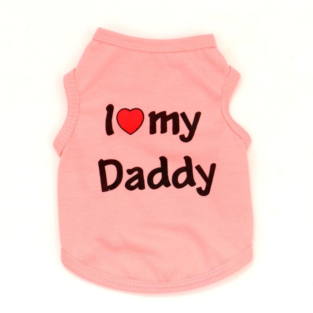 Pet Puppy Clothes, Vest, Classic Style Love Dad Love Mom, A Variety of Colors Trendy