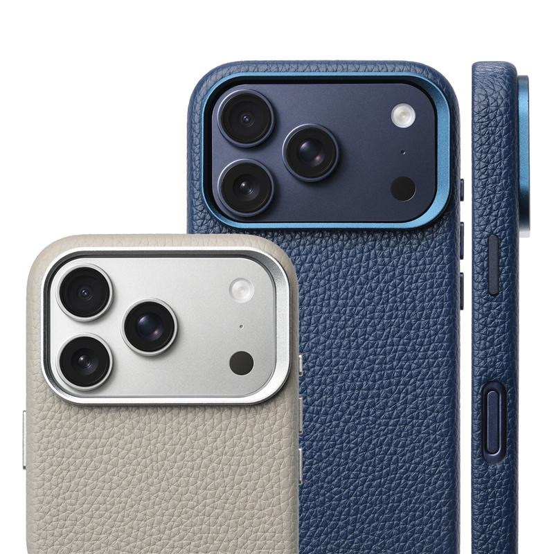 Electroplated Metal Lens Circle Lychee Texture PU Leather for Magsafe Case for iPhone 17 17Pro 16Pro 17Pro Max Matte Phone Cover