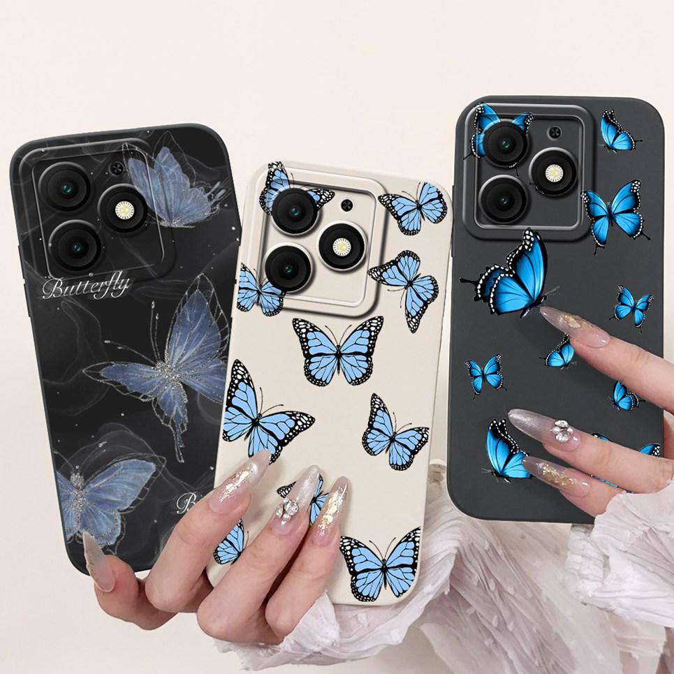 For Itel A50 Back Cover On ItelA50 A 50 Coque Funda Flower Butterfly 2024 New Women Fashion Phone Case Liquid Silicone Bumper