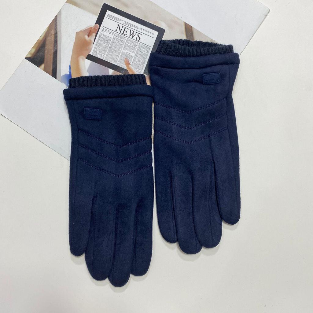 Мужские зимние замшевые перчатки с сенсорным экраном: Ветрозащитный, Теплый, для Велоспорта на открытом воздухе