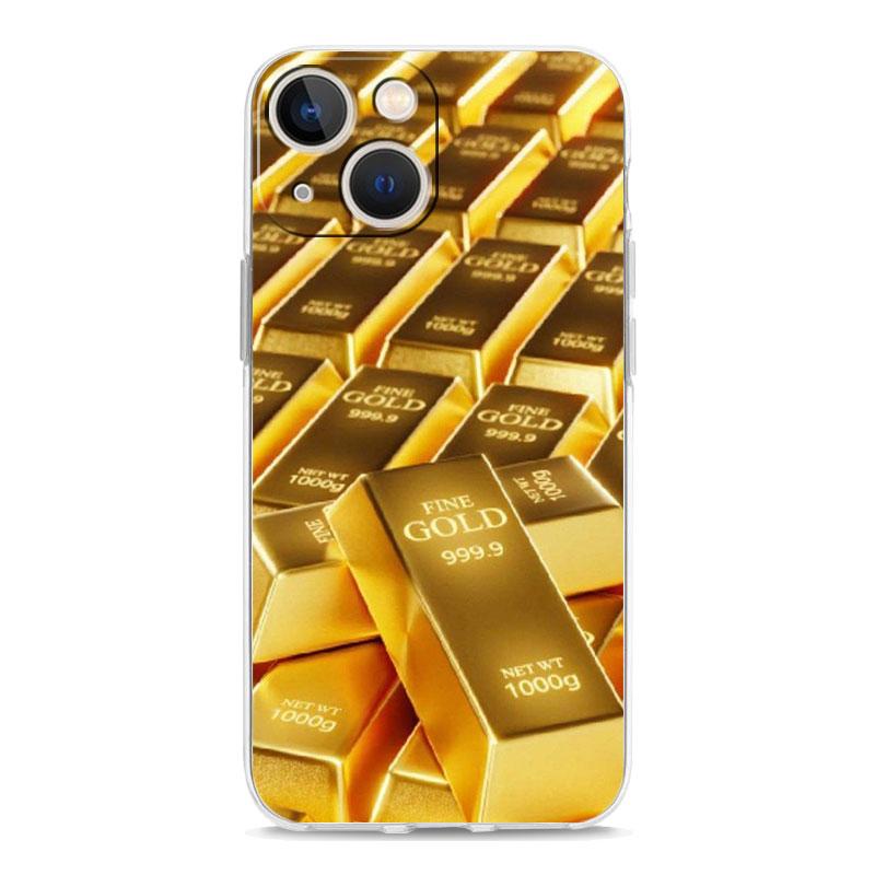 Чехол для телефона iPhone 17 Air Cases iPhone 16 15 12 13 14 Pro Max SE 7 8 Plus iPhone11 Прозрачный Мягкий Чехол Золотой Узор с Деньгами