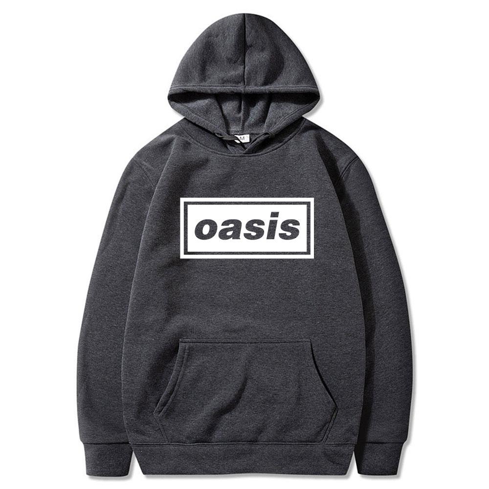 Толстовка с капюшоном с логотипом рок-группы "Oasis", подходящая как для мужчин, так и для женщин, выполненная в модном хип-хоп стиле.