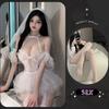 Sexy lingerie sexy white perspective veil free wedding dress set bridal uniform temptation pure desire to tease hot