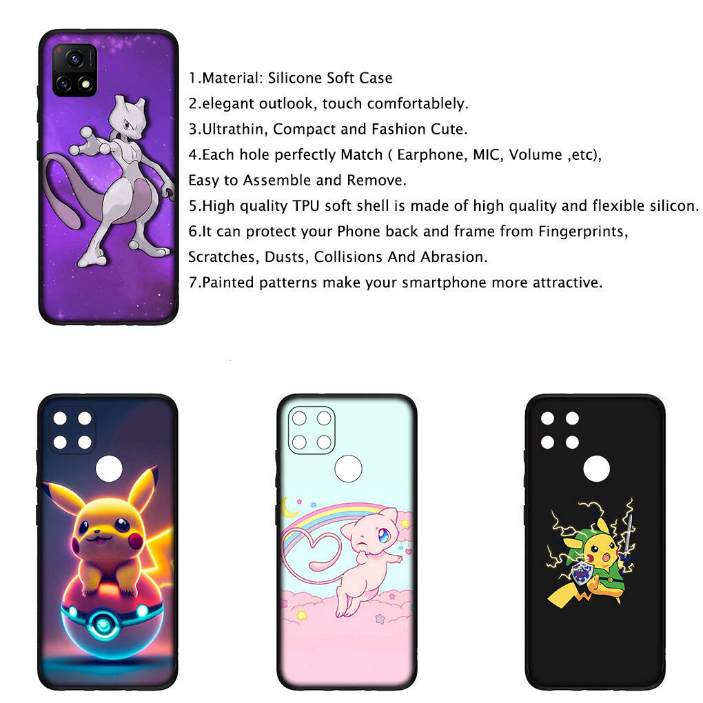 Cover for iPhone 17 16 15 Xiaomi Poco Redmi Note 14 13 12 11 Pro Max X 9 Samsung Galaxy S25 S24 S23 OPPO Huawei Mew Mewtwo Pokemon Pikachu Phone Case